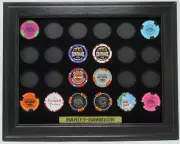 24 HARLEY DAVIDSON POKER CHIPS (NOT INCLUDED) WALL DISPLAY PICTURE FRAME 12" x 9