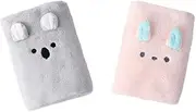 Sosoport 2pcs Quick Dry Hair Wrap Towels Soft Absorbent Cartoon Bear Bunny Bath Towel Set for Women Shower Hat Drying Wrap Grey
