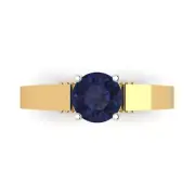 1.7ct Round Blue Sapphire Promise statement Engagement Ring 14k 2 tone Gold