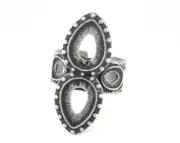 Ring Adjustable Ring Bezel Antique Silver plated brass (18.5mm 8.5US size 2685