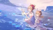 Anime girls water genshin impact yoimiya klee pointy Playmat Game Mat Desk