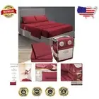 Silky Soft Burgundy Full Size Bed Sheets Set - 1800 Thread Count Luxury Linens