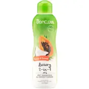 Tropiclean Luxury 2-in-1 Pet Shampoo & Conditioner Papaya & Coconut (355ml) | For Dogs/Cats
