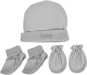 [BESTYASH] Hat Gloves Hats Caps and Mittens Kit Newborn Bonnet Nail Boy Suits Gloves Utensils Boys Hat Clipper Warm Hat Fingerless Sock Pink Cotton