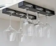 2Pack Wine Glass Holder Under Shelf Cabinet Wine Glass Rack Plastic Stemware ...