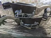 Western Spurs - Brown Iron and Silver - Team Roping Motif - Mens