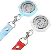 [GOOHOCHY] 2 Pcs Stopwatch Lanyard Carabiner Book Light Clip Webbing Waterproof Digital Watch Wrist Watches for Women Nurse Fob Clip Watch Fob Watch Nurse Watch Digital Pocket Watches Alloy