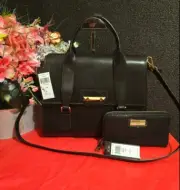 BCBGMAXAZRIA Paris Leather Harper Satchel Attache Shoulderbag with Wallet BNWT