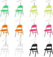 [UNICRAFTALE] 6 Color Shining Folding Chair Earrings Funny Fight Metal 3D Chair Drop Dangle Earrings Creative Fashion Acrylic Weird Earrings Trendy Jewelry Gifts for Woman s, Acrylic