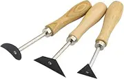TEHAUX Pottery Modeling Tool 3pcs Clay Pottery Fettling Kit Tungsten Steel Wood Handles for DIY Projects