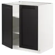METOD base cabinet with shelves/2 doors, white/Lerhyttan black stained, 80x60x80 cm