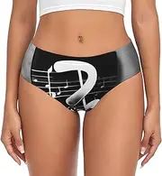 [YANYU] Black White Music Note Print Women S Briefs Comfortable Plus Size Underwear Ladies Versatile Panties Xs To 4xl
