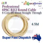 Professional 6P6C RJ12 Telephone ADSL Copper Cable ⌀0.5mm Reinforced Round 4.5m