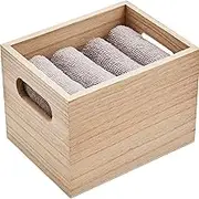 noTrash2003 Set of 4 Guest Towels Made of 300 g/m² Cotton in Wooden Box Guest Toilet 31 cm x 28 cm Hand Towels in Three Absorbent, Quick-Drying and Decorative (Light Grey)