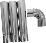 SHINEOFI 3Pcs Stainless Steel Vent Tube with Elbow Adapter for Straight Chimney Flue Easy to Install Compatible with Various Models