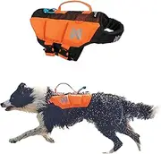 Non-stop dogwear Protector life jacket, Innovative dog life jacket, Breathable dog swimming vest with ergonomic design for full freedom of movement, Black/orange, size 5