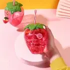 Coffee With Lid Drinking Water Bottle Strawberry Straw Cup Cartoon Drinkware