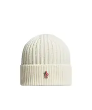 Moncler Grenoble Logo Embroidered Knit Beanie One size white snow