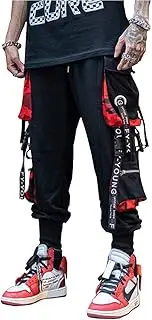 [Astellarie] Mens Casual Pants Multi-Pockets Fashion Cargo Joggers Gym Drawstring Long Pants
