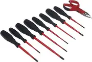 Intercable AO1714 Set of 8 Screwdrivers with F1 Scissors, Red