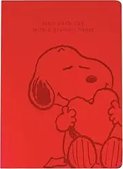 Graphique Large Vegan Leather Journal, Snoopy Heart – 7” x 9.5", 192 Lined Pages, Snoopy and The Quote “Start Each Day with A Grateful Heart” on The Cover – Perfect for Taking Notes, Lists and More