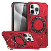 MCC Shockproof iPhone 12 Pro Case Cover Ring Stand Heavy Duty Apple 12Pro [Red]