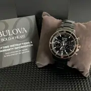 Bulova - Marine Star Black Dial Men's Quartz Watch NEW WITH TAGS (98B302)