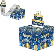 Pull Money Box Happy Birthday Surprise Set, Funny Money Gift Boxes for Cash, Birthday Money Box for Cash Gift Pull,Out Card DIY Set Surprise Birthday Gift Box，Birthday Gifts. (Blue)