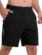 [TBMPOY] Men's Athletic Hiking Shorts 7" Lightweight Workout with Zipper Pockets No Liner Quick-Dry Gym Active Shorts