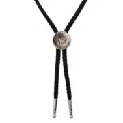 Tiger in Hat and Suit Smoking Pipe Western Southwest Cowboy Necktie Bow Bolo Tie