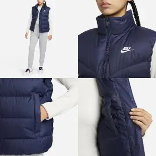 【NIKE 耐吉】背心 NSW Windrunner 女款 藍 白 保暖 羽絨 立領 拉鍊口袋 外套 風衣 夾克(FZ1104-451)