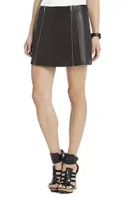 NEW BCBGMAXAZRIA MYRA DOUBLE-ZIPPED LEATHER SKIRT LZY3E275/S356A SIZE L