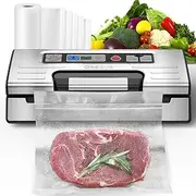 [Gasbye] Vacuum Sealer Machine, 90kPa Food Sealer with Double Heat Seal for Dry/Wet Food, Easy Lock Handle, Storage and Bag Cutter