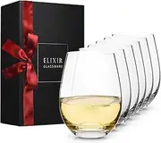 Stemless Wine Glasses Set of 6 - 17 oz Premium Crystal Glass Set for Red and White Wines - Housewarming and Wine Gifts for Women - Unique Glasses