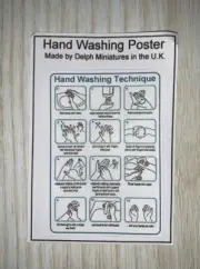 MINIATURE DOLLHOUSE 1:12 SCALE HAND WASHING TECHNIQUE POSTER - M295