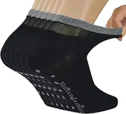 Yomandamor 6 Pairs Seamless Diabetic Socks for Men Bamboo Non Slip Grip Ankle Socks