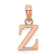 14k Rose Gold Polished Block Letter Z Initial Charm Pendant