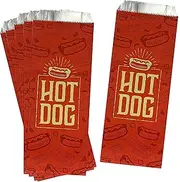 Outside the Box Papers Printed Foil Hot Dog Bags 75 Pack Silver, Red