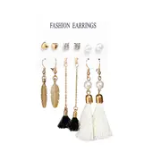 Veile Studios 6Pcs Tassel Female Bohemian Ethnic Style 8 Earrings