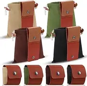 Foraging Bag 4 Pcs Leather Canvas Pouch Collapsible Bushcraft Bag Storage Mushroom Canvas Bag Outdoor Camping Leather Belt Pouch for Travel Hiking Camping Hunting Beach