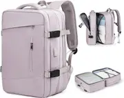 Large Expandable Travel Backpack Carry on Flight Approved Laptop Work Business Backpack,LightPurple