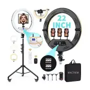MACTREM 22" Foldable Ring Light with Stand for iPhone ipad, 75" Tripod with W...