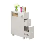 Catzon Slim Floor Cabinet with Slide Out 2 Drawer & Wheels for Bathroom