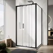 ELEGANT Corner Shower Enclosure with 2 Sliding Panels and 1 Fixed Panel Shower Screen 86x100x190cm