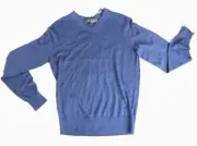 $195 Neiman Marcus Men's Blue Wool/Silk Long Sleeve Pullover Sweater Size S