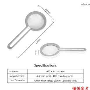 Kkmoon 雙鏡頭放大鏡 10 倍和 5 倍手持放大鏡放大鏡放大鏡大直徑, 用於閱讀檢查維修工作