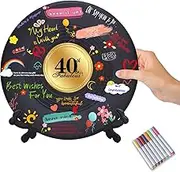 Vinyl Record 40th Birthday Decorations for Women and Men, 40th Birthday Happy Party Table Decoration Signature Pad Large 40th Birthday Guest Book for Men and Women 11.8" x 11.8"