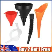 3x Fuel Funnels Set Plastic Long Neck Oil Funnels with Detachable Spout & FiltCE