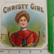 CHRISTY GIRL - OUTER CIGAR BOX LABEL - ORIGINAL - APROX 4.5 × 4.5