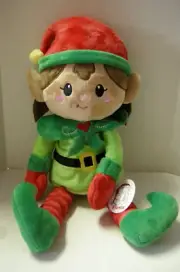 Fiesta Christmas Elf, 15" Tall, Polyester Filling, Green W/Red, Brand New